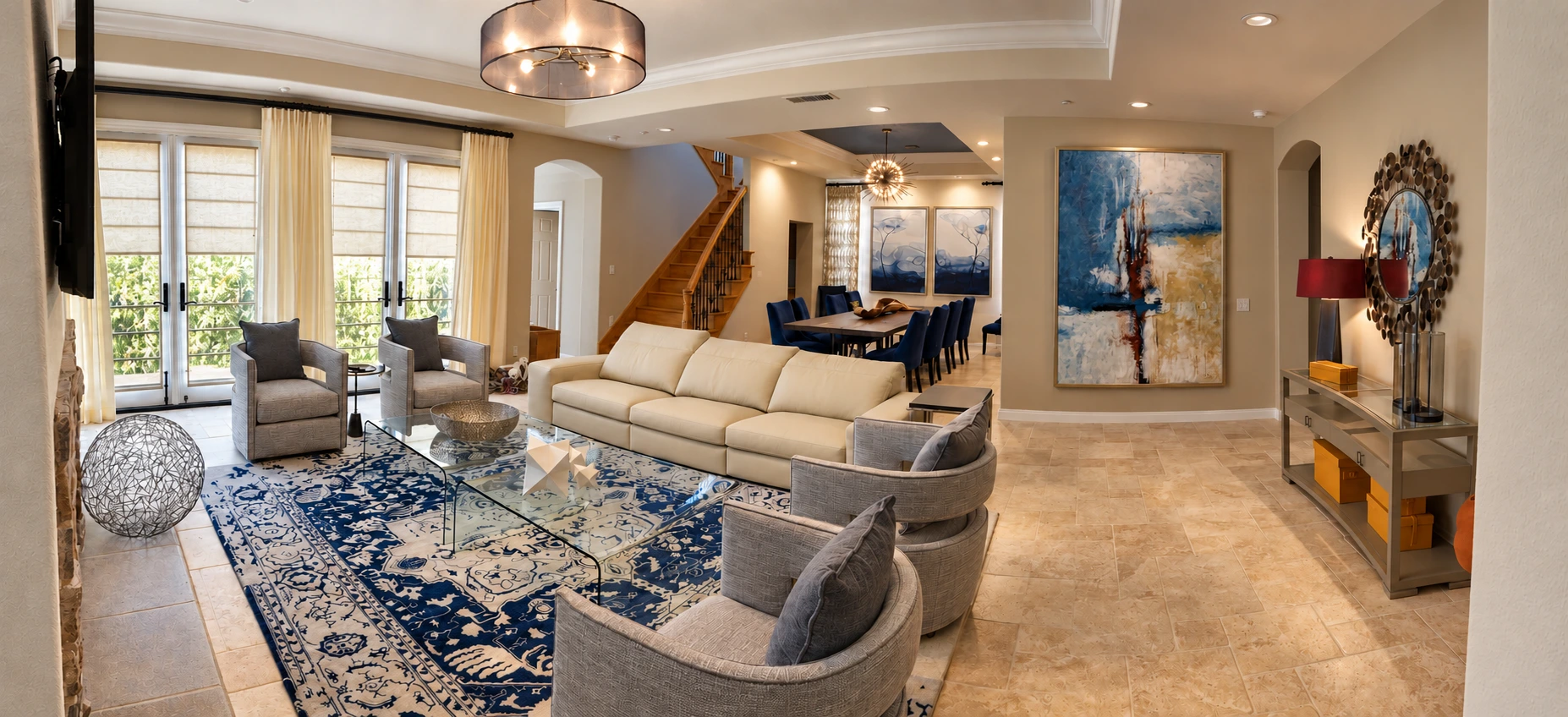 Living and dining spaces