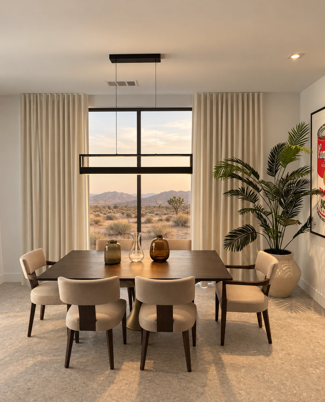 Dining room with desert views