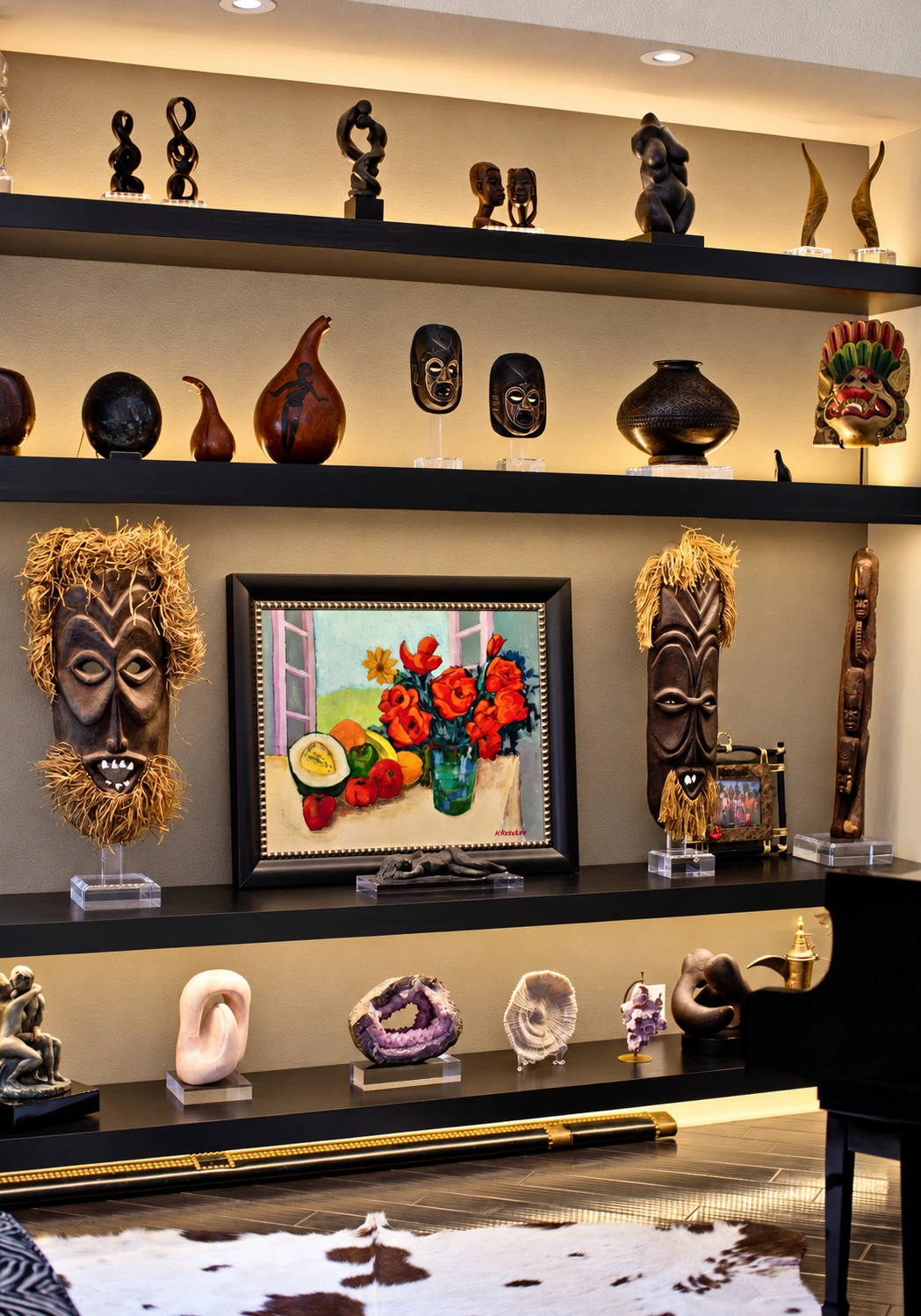 Illuminated art shelves